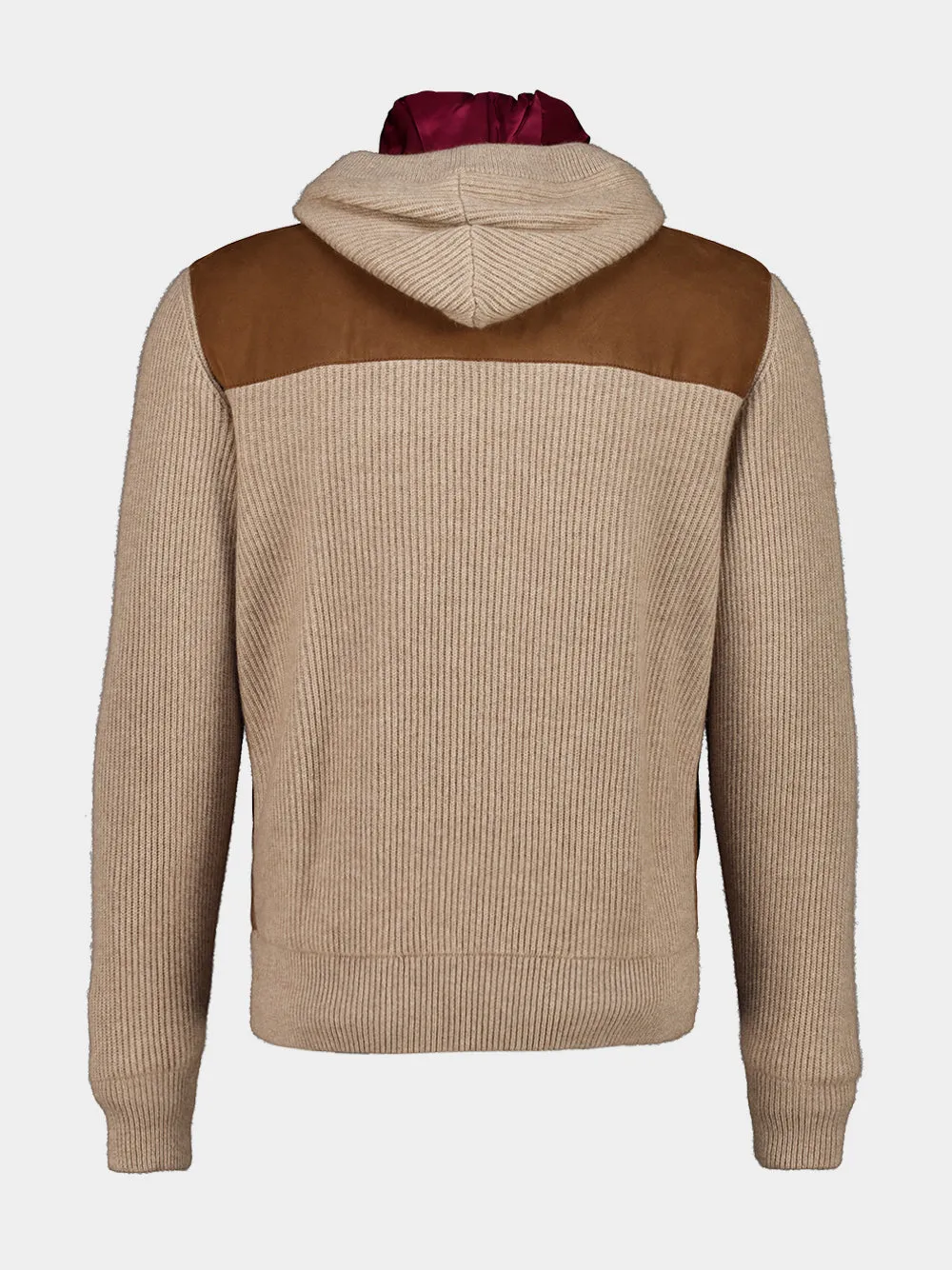 Brown Suede and Cashmere Hooded Bomber sold by Fashion Clinic product image thumbnail 4