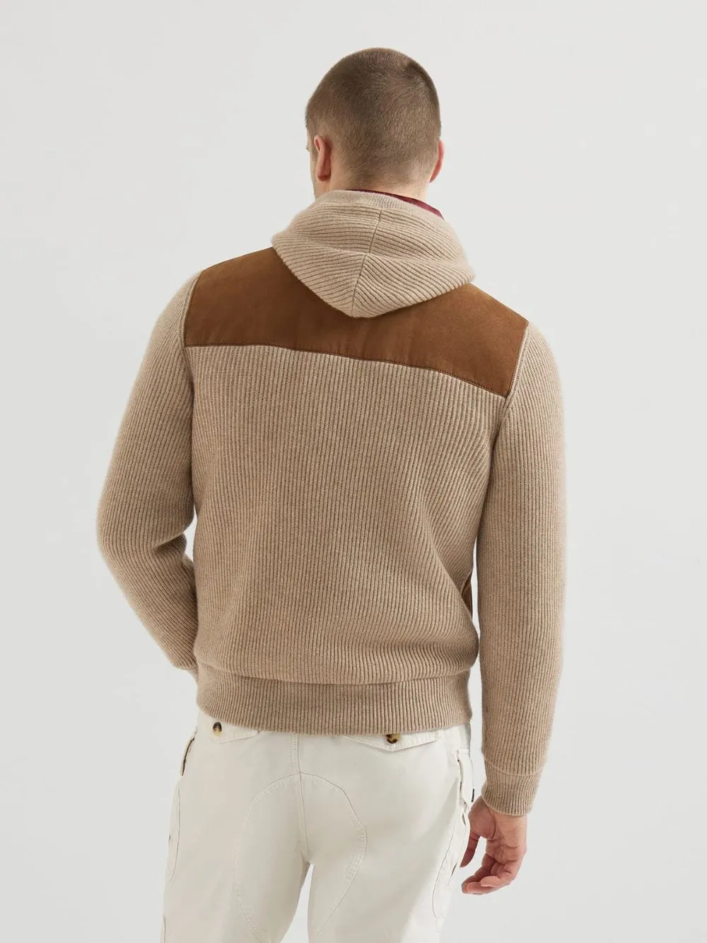 Brown Suede and Cashmere Hooded Bomber sold by Fashion Clinic product image thumbnail 3