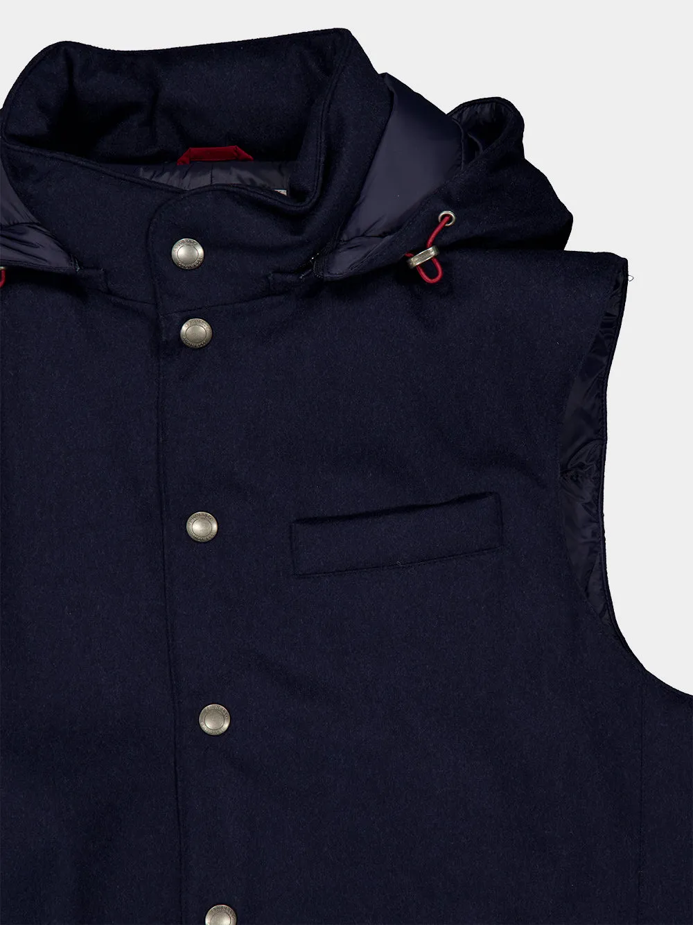 Navy Bonded Wool Flannel Down Vest sold by Fashion Clinic product image thumbnail 3