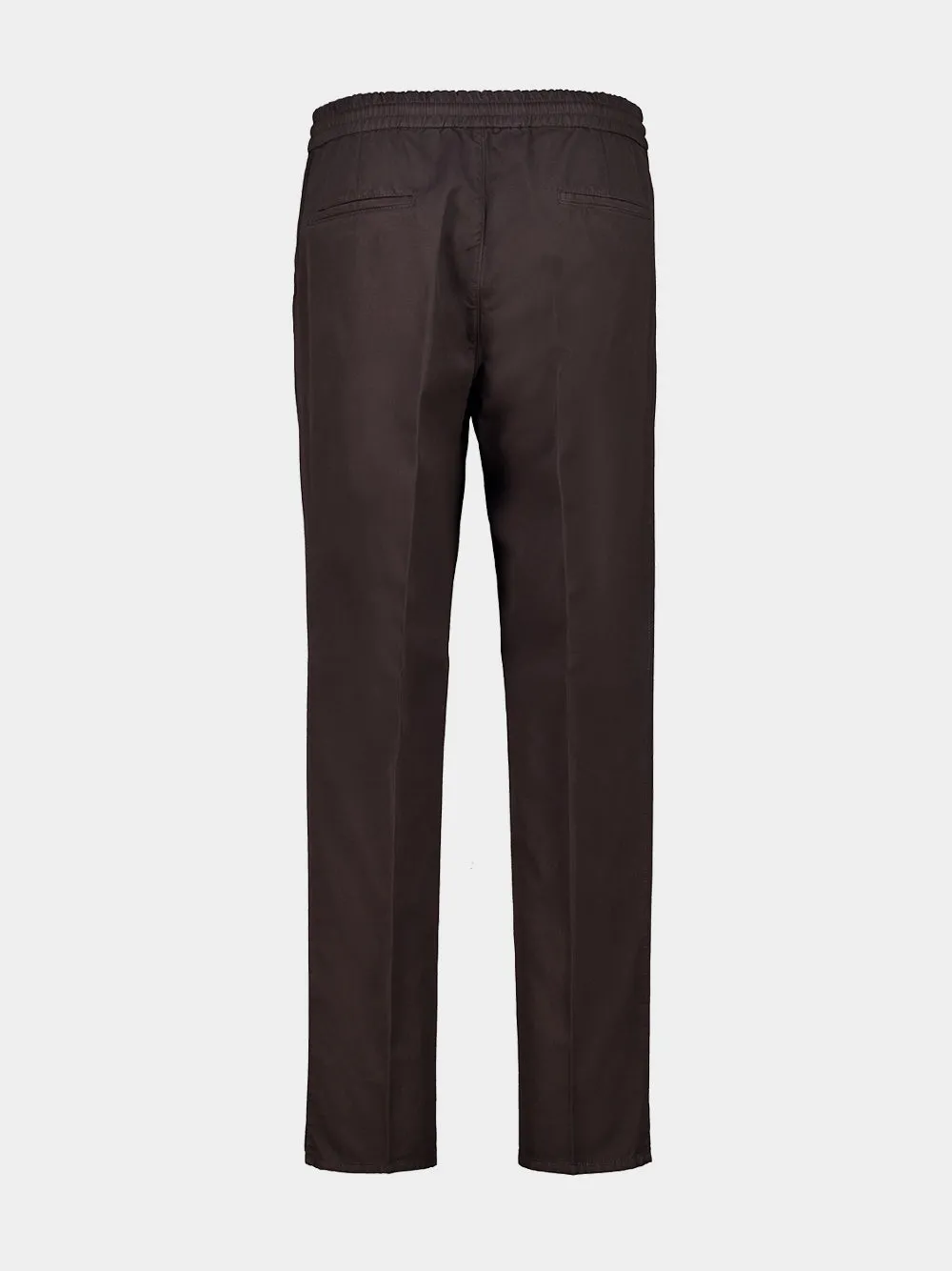 Brown Cotton Gabardine Drawstring Trousers sold by Fashion Clinic product image thumbnail 4