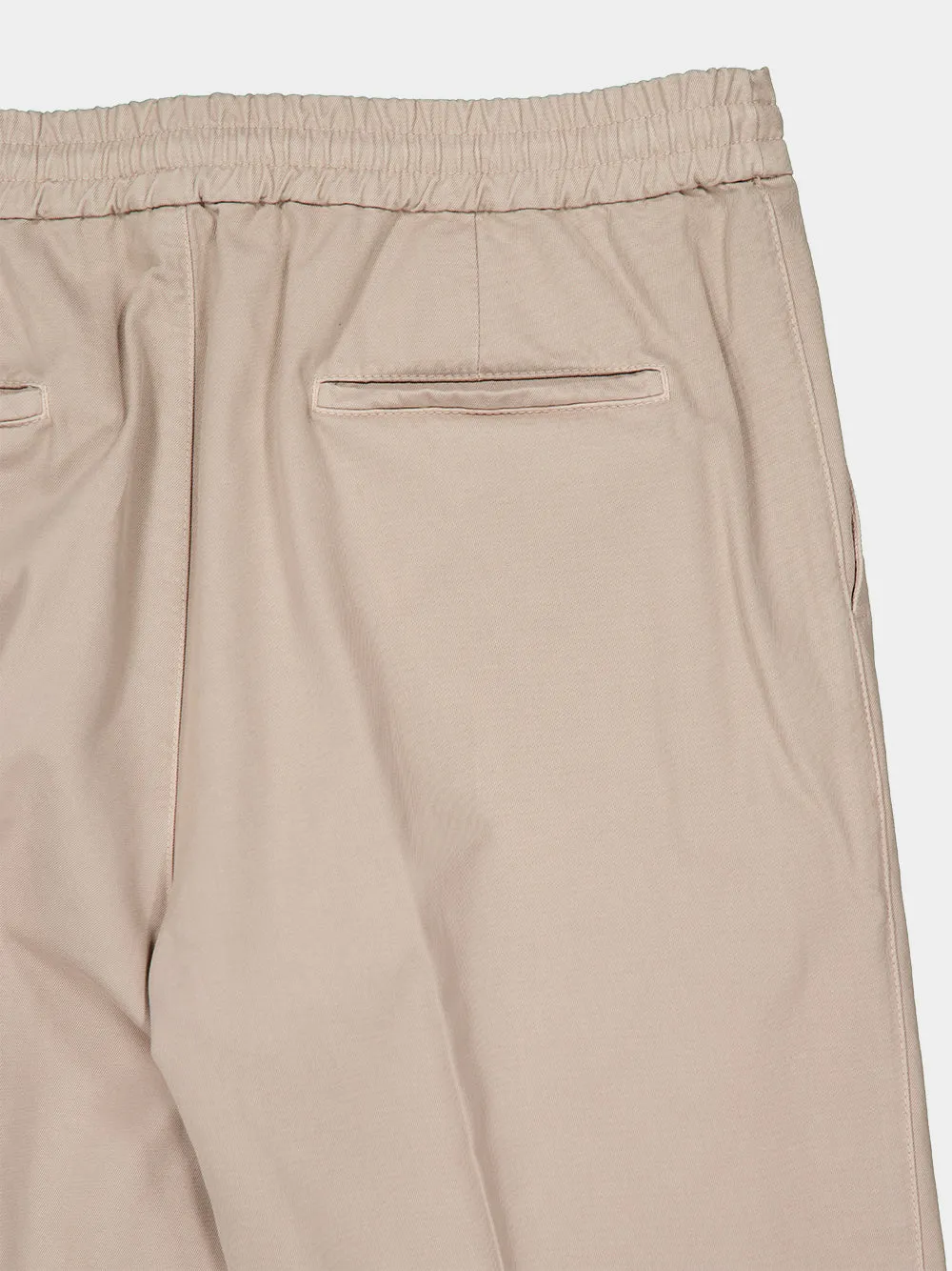 Beige Cotton Gabardine Drawstring Trousers sold by Fashion Clinic product image thumbnail 4