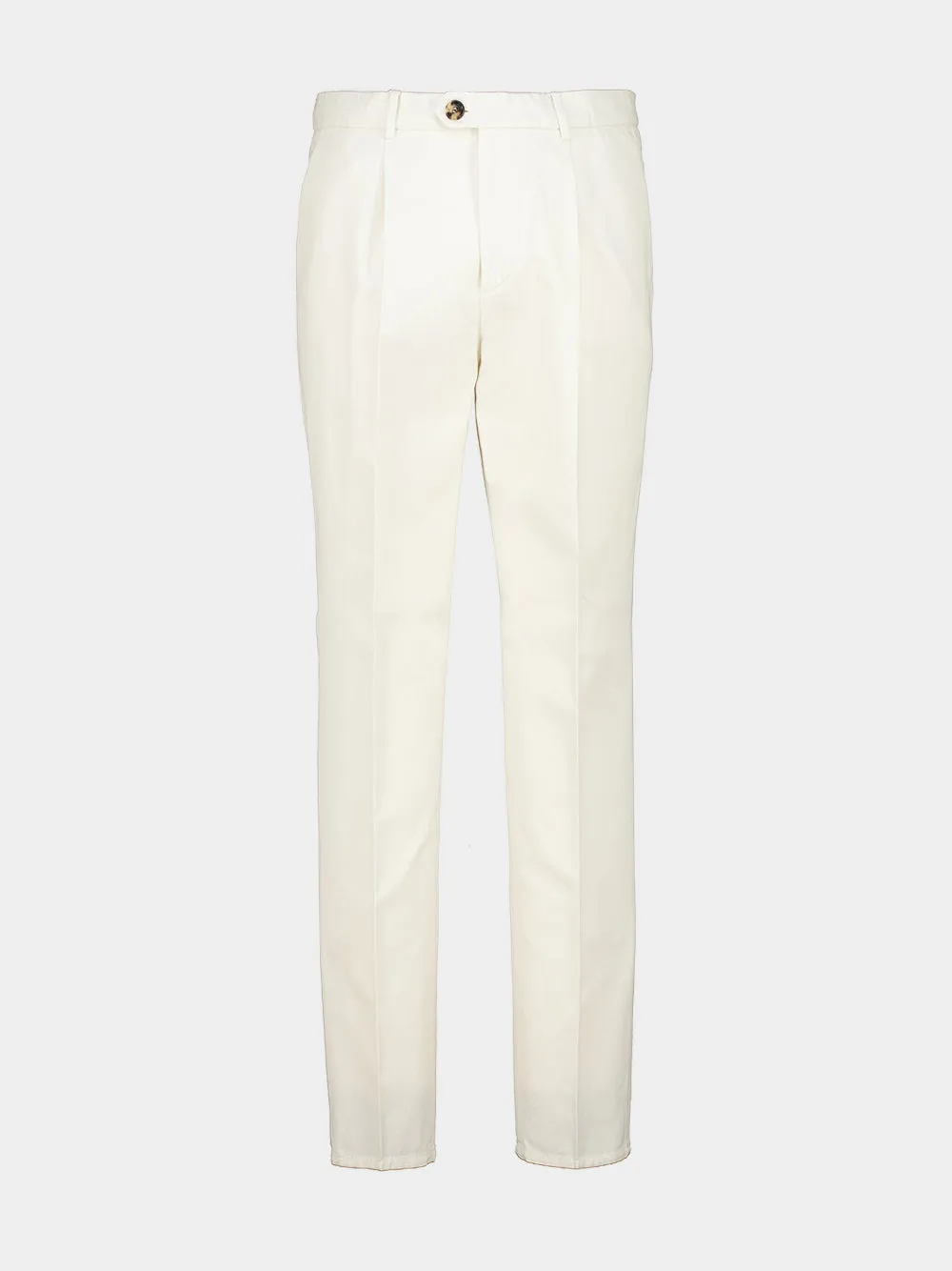 White Cotton Gabardine Pleated Trousers sold by Fashion Clinic product image thumbnail 2