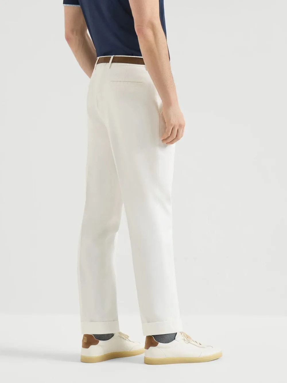White Cotton Gabardine Pleated Trousers sold by Fashion Clinic product image thumbnail 3