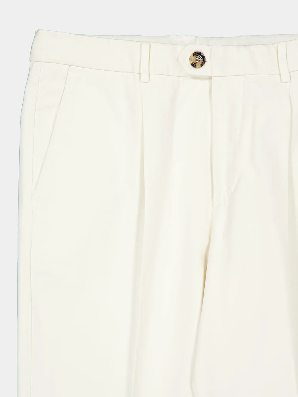 White Cotton Gabardine Pleated Trousers sold by Fashion Clinic product image thumbnail 5