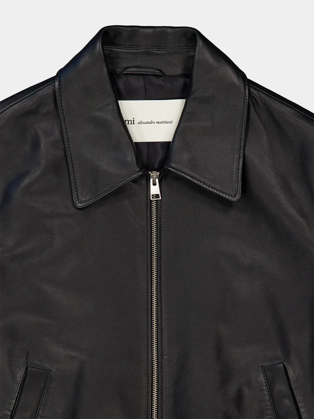 Black Lamb Leather Zip Jacket sold by Fashion Clinic product image thumbnail 5