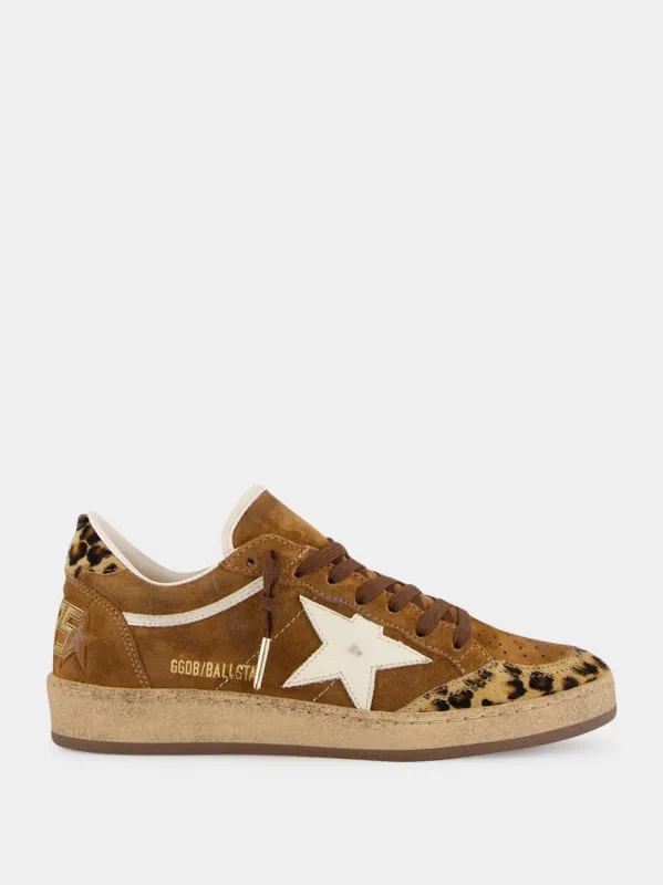 Brown Ballstar Sneakers with Leopard Details made by Golden Goose