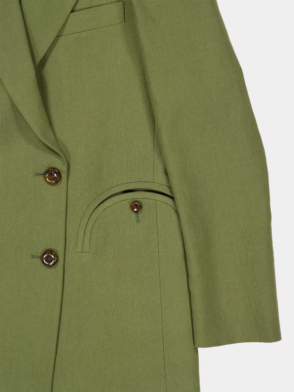 Palm Green Linen Midday Sun Double-Breasted Blazer sold by Fashion Clinic product image thumbnail 4