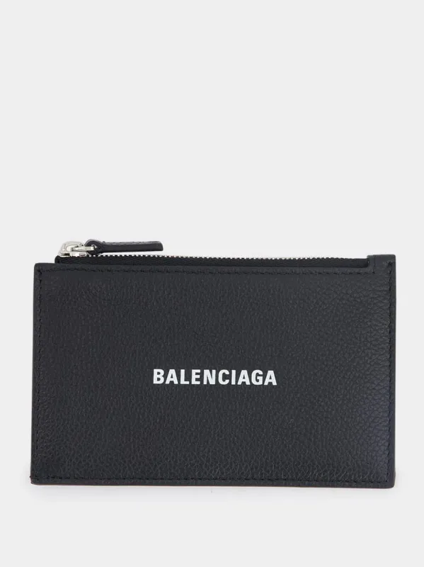 Black Leather Logo Card Holder made by Balenciaga
