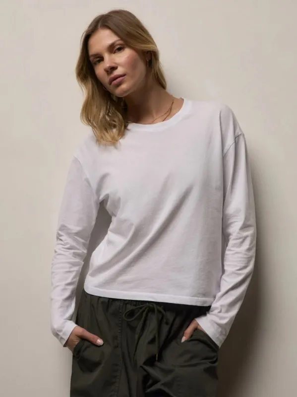 White Vintage Boxy Long-Sleeved Top made by James Perse