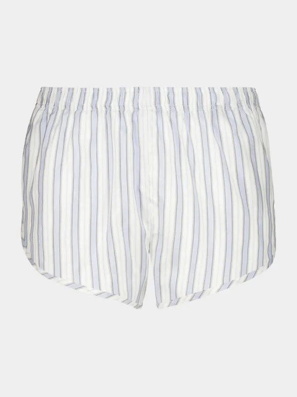 White and Light Blue Silk Jacquard Shorts made by Gucci