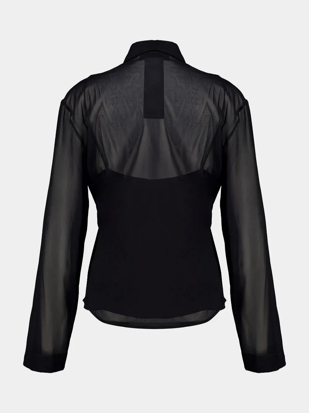 Black Silk Stretch Chiffon Shirt sold by Fashion Clinic product image thumbnail 2