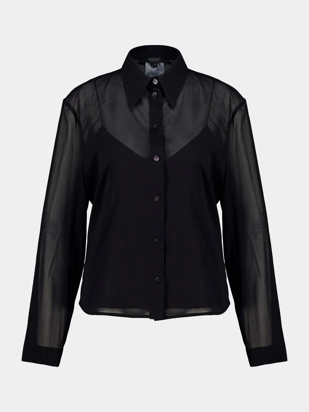 Black Silk Stretch Chiffon Shirt sold by Fashion Clinic