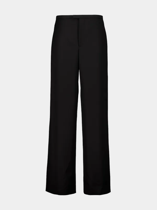 Black Light Wool Wide-Leg Trousers made by Gucci