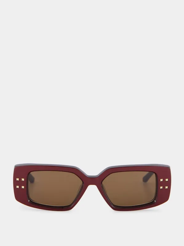 Bordeaux Studded Square Sunglasses made by Valentino Garavani