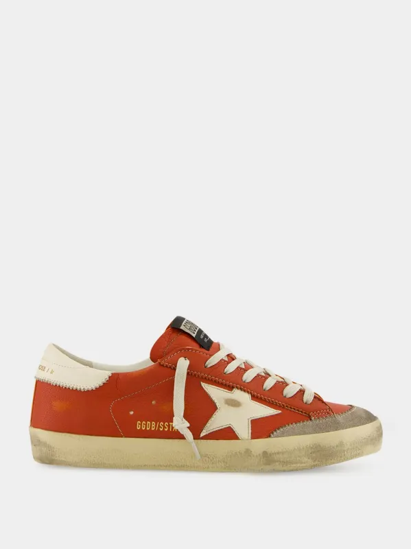 Orange Super Star Leather Sneakers made by Golden Goose