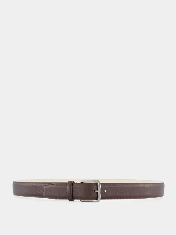 Brown Grained Leather Belt made by Aurelien