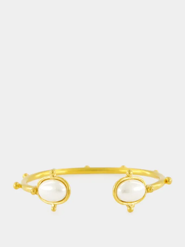 Holis Gold and Pearl Open Bracelet made by Fashion Clinic
