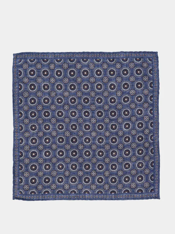 Blueberry Medallion Silk Pocket Square made by Brunello Cucinelli