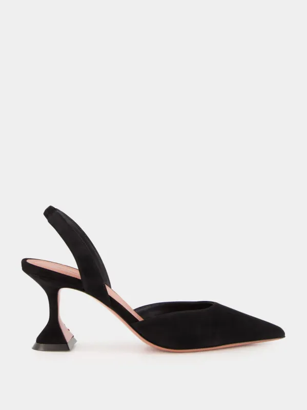 Black Holli Suede Slingback Heels made by Amina Muaddi