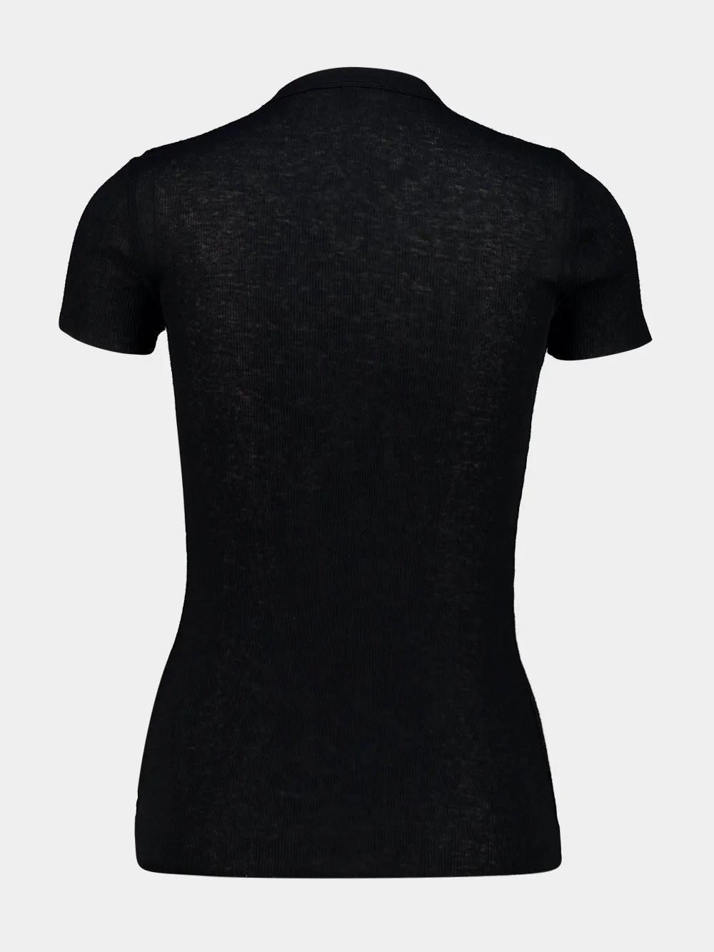Black Cotton Cashmere Blend Ribbed Crew sold by Fashion Clinic product image thumbnail 2
