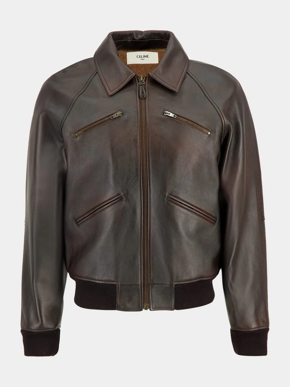 BOMBER JACKET ZIPPED W/ FRONT POCKETS LEATHER sold by Fashion Clinic