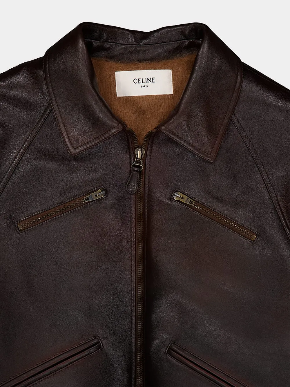 BOMBER JACKET ZIPPED W/ FRONT POCKETS LEATHER sold by Fashion Clinic product image thumbnail 3