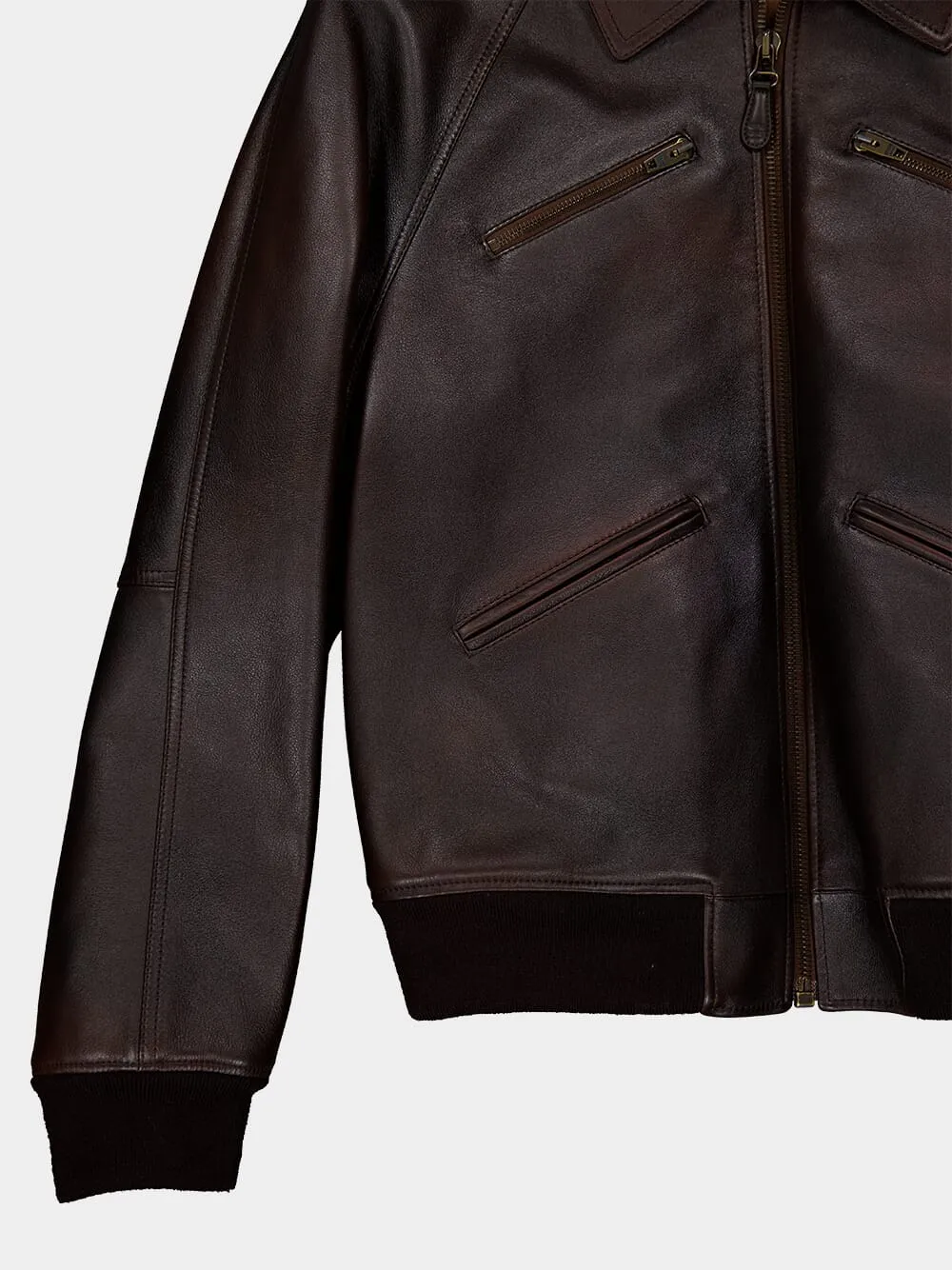 BOMBER JACKET ZIPPED W/ FRONT POCKETS LEATHER sold by Fashion Clinic product image thumbnail 4