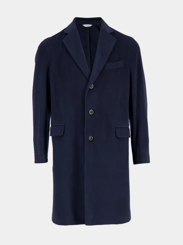 Navy Blue Wool Overcoat made by Boglioli