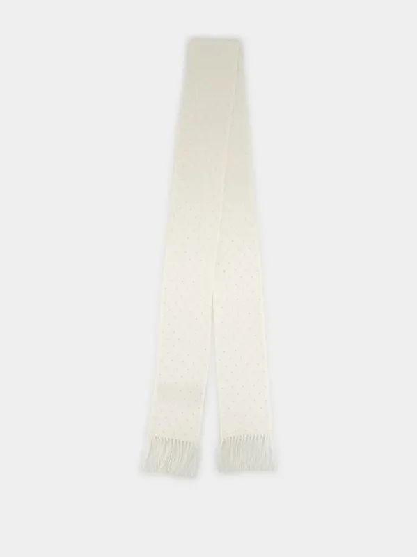 Cream Studded Silk Scarf made by Tom Ford