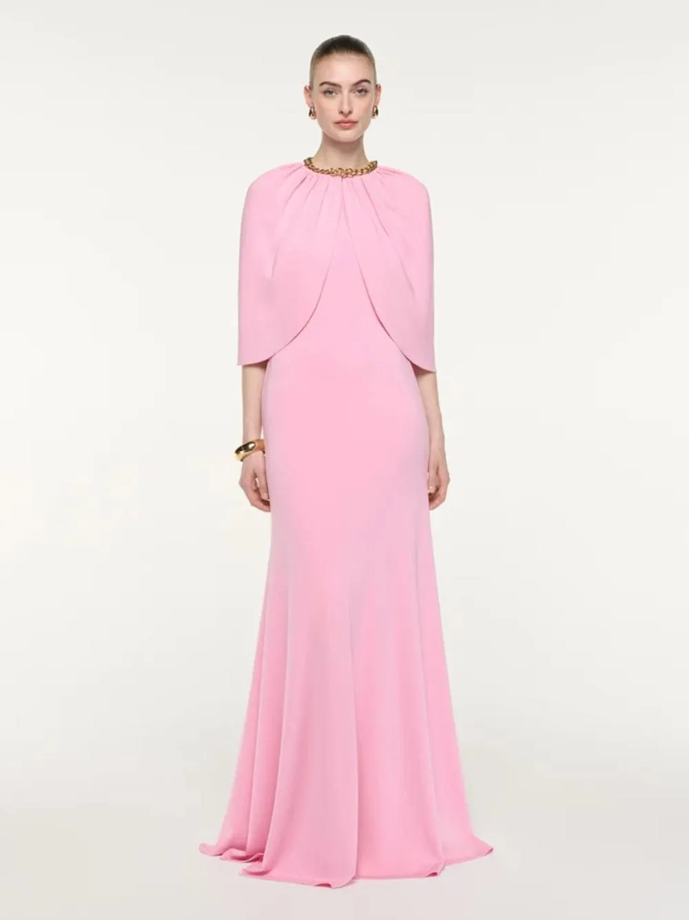 Pink Gathered Cape Jersey Gown sold by Fashion Clinic product image thumbnail 3
