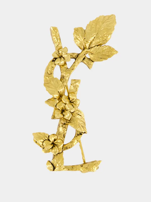 Patinated Gold Hydrangea Brooch in Metal made by Yves Saint Laurent