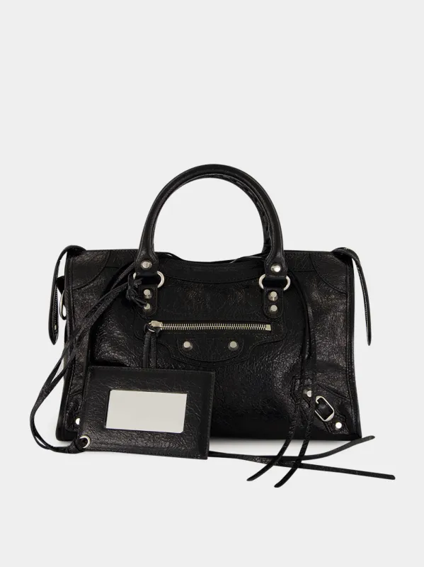 Black Le City Small Arena Leather Bag made by Balenciaga