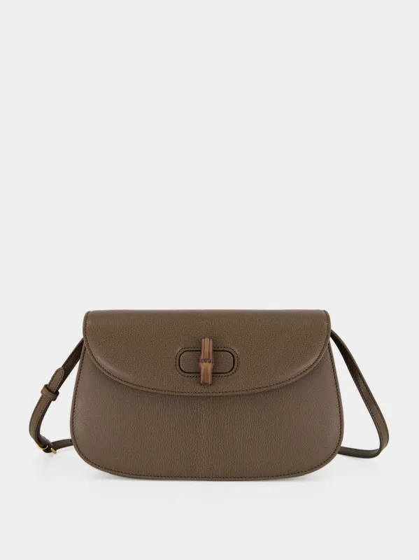 Dark Taupe Leather Small Shoulder Bag made by Gucci