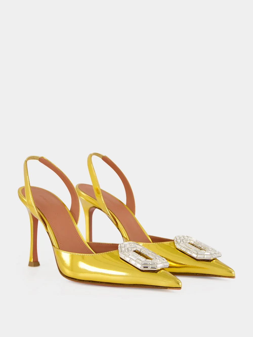 Gold Camelia Crystal 90 Slingback Pumps sold by Fashion Clinic product image thumbnail 3