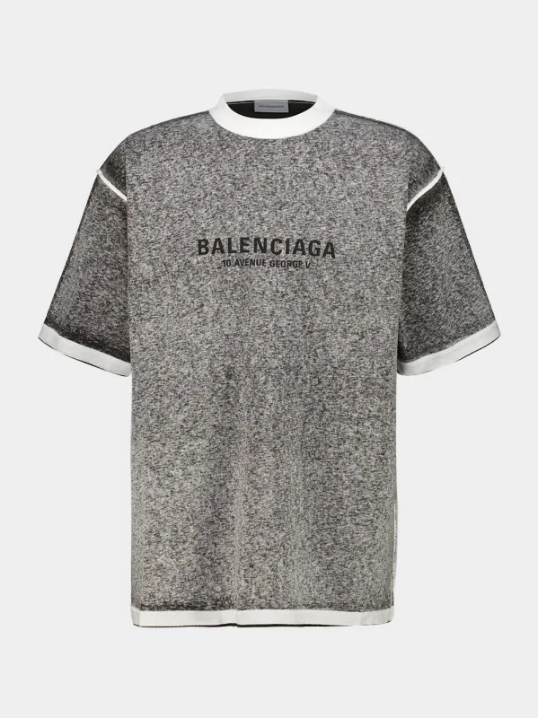 Melange Grey Cotton Logo T-Shirt made by Balenciaga