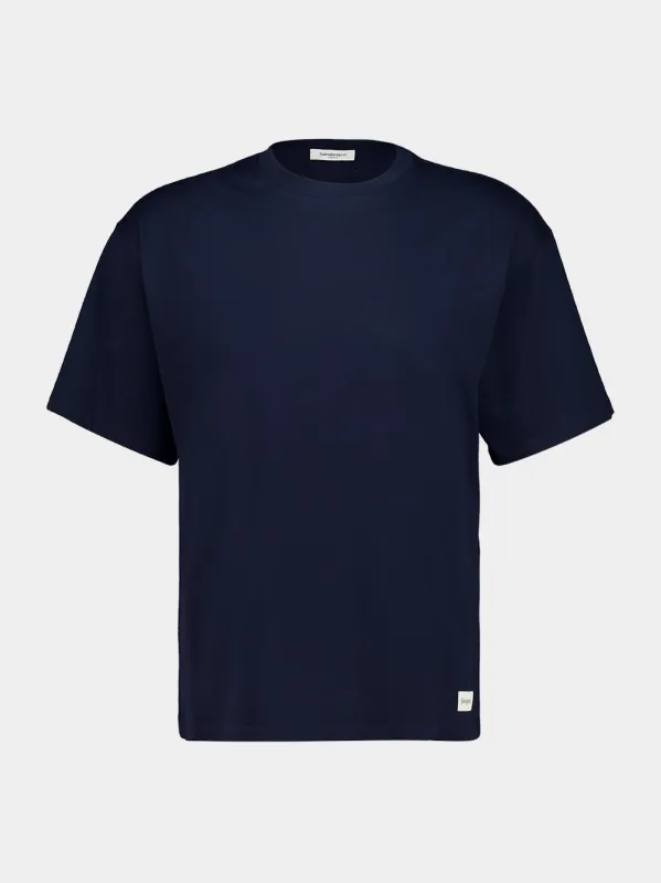 Navy SL Patch Loose-Fit T-Shirt made by Yves Saint Laurent