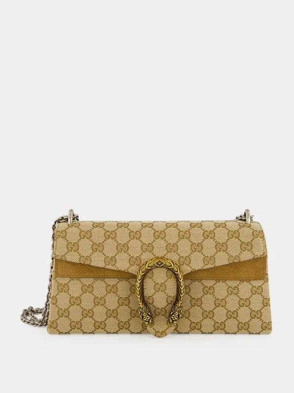 Sand and Brown GG Dionysus Medium Shoulder Bag made by Gucci