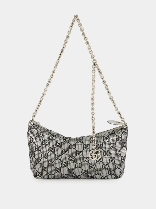 Silver and Black GG Mesh Evening Bag made by Gucci