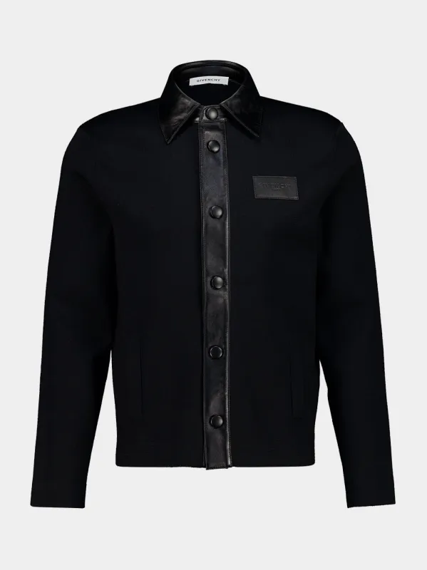 Black Leather-Trim Knit Cardigan made by Givenchy