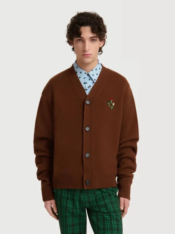 Sadelle Brown Wool-Cashmere Cardigan made by Marni