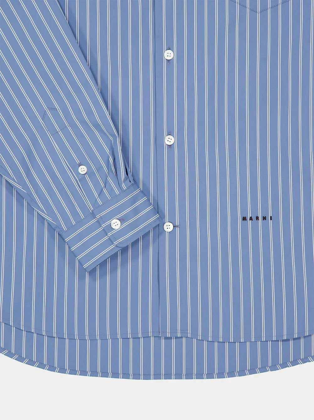 Opal Blue Striped Cotton Shirt sold by Fashion Clinic product image thumbnail 4