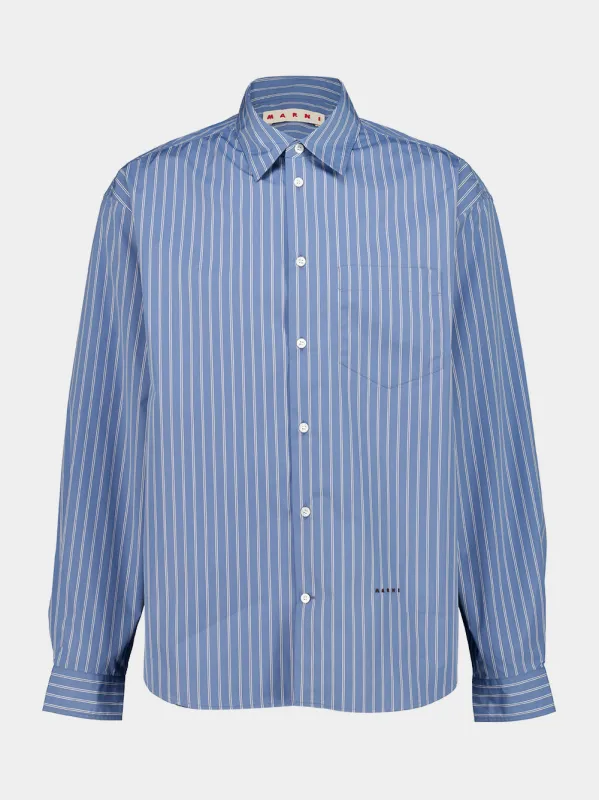 Opal Blue Striped Cotton Shirt made by Marni