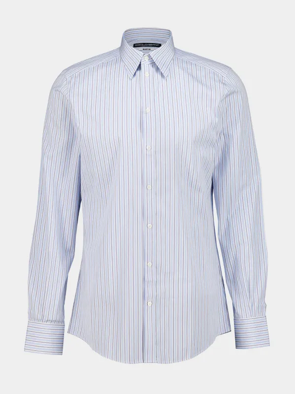 Light Blue Striped Cotton Shirt made by Dolce & Gabanna