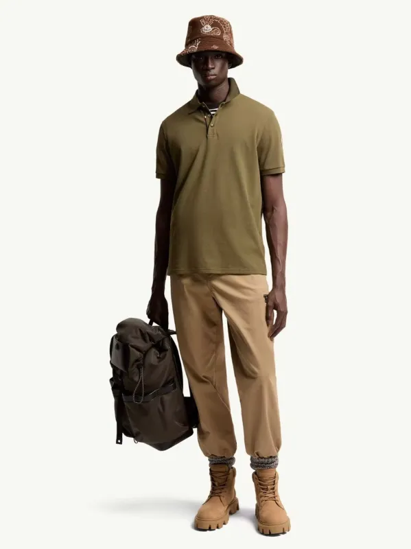 Olive Green Cotton Piqué Polo Shirt made by Moncler