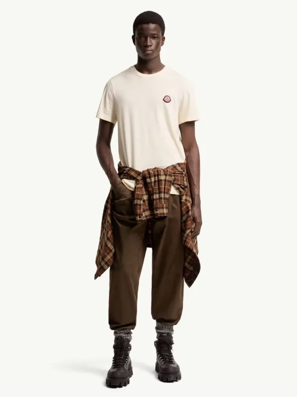 Ivory Cotton Jersey Logo T-Shirt made by Moncler