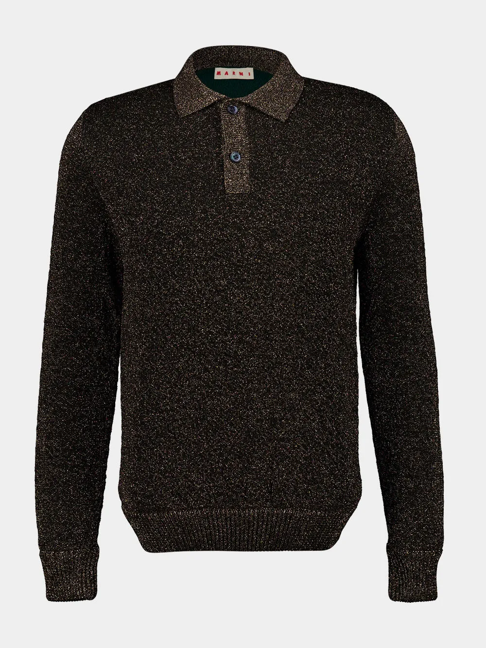 Black Wool Polo Sweater with Lurex sold by Fashion Clinic product image thumbnail 2