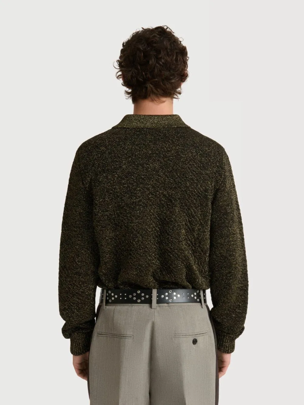 Black Wool Polo Sweater with Lurex sold by Fashion Clinic product image thumbnail 3