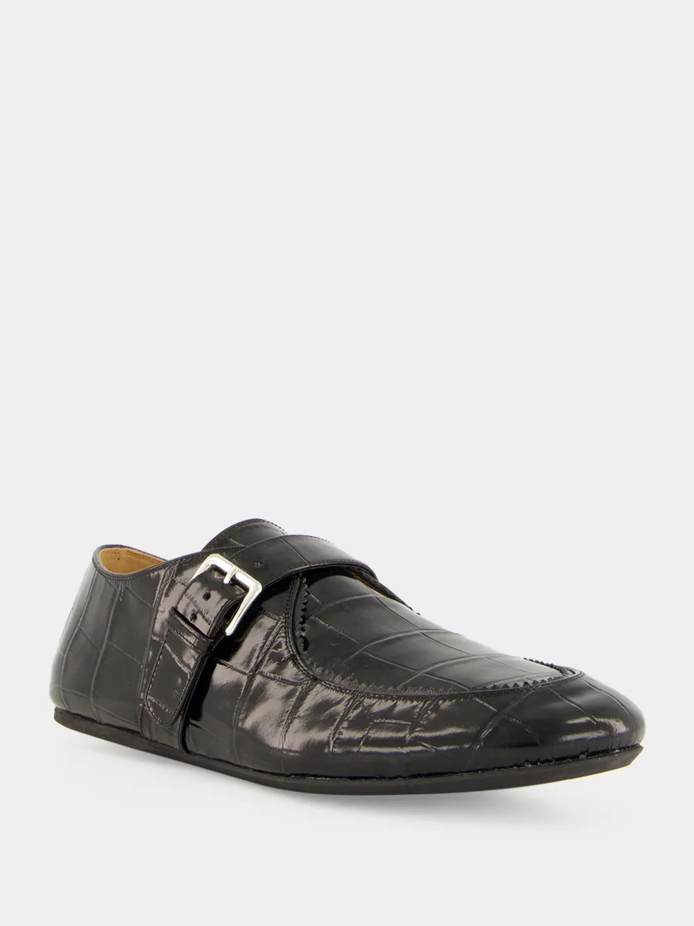 Black Croc-Effect Leather Loafers sold by Fashion Clinic product image thumbnail 2