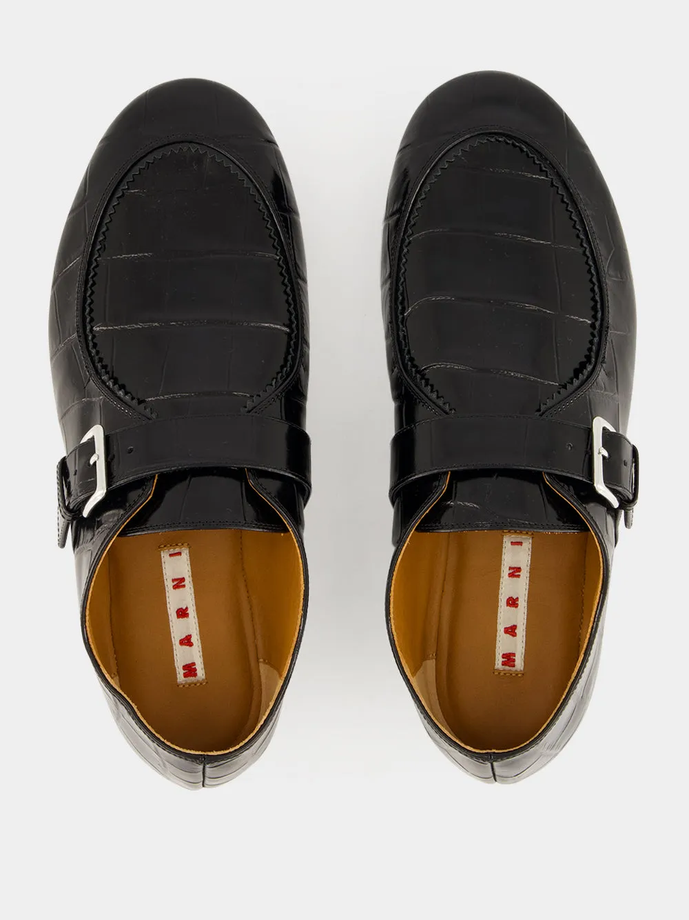 Black Croc-Effect Leather Loafers sold by Fashion Clinic product image thumbnail 4