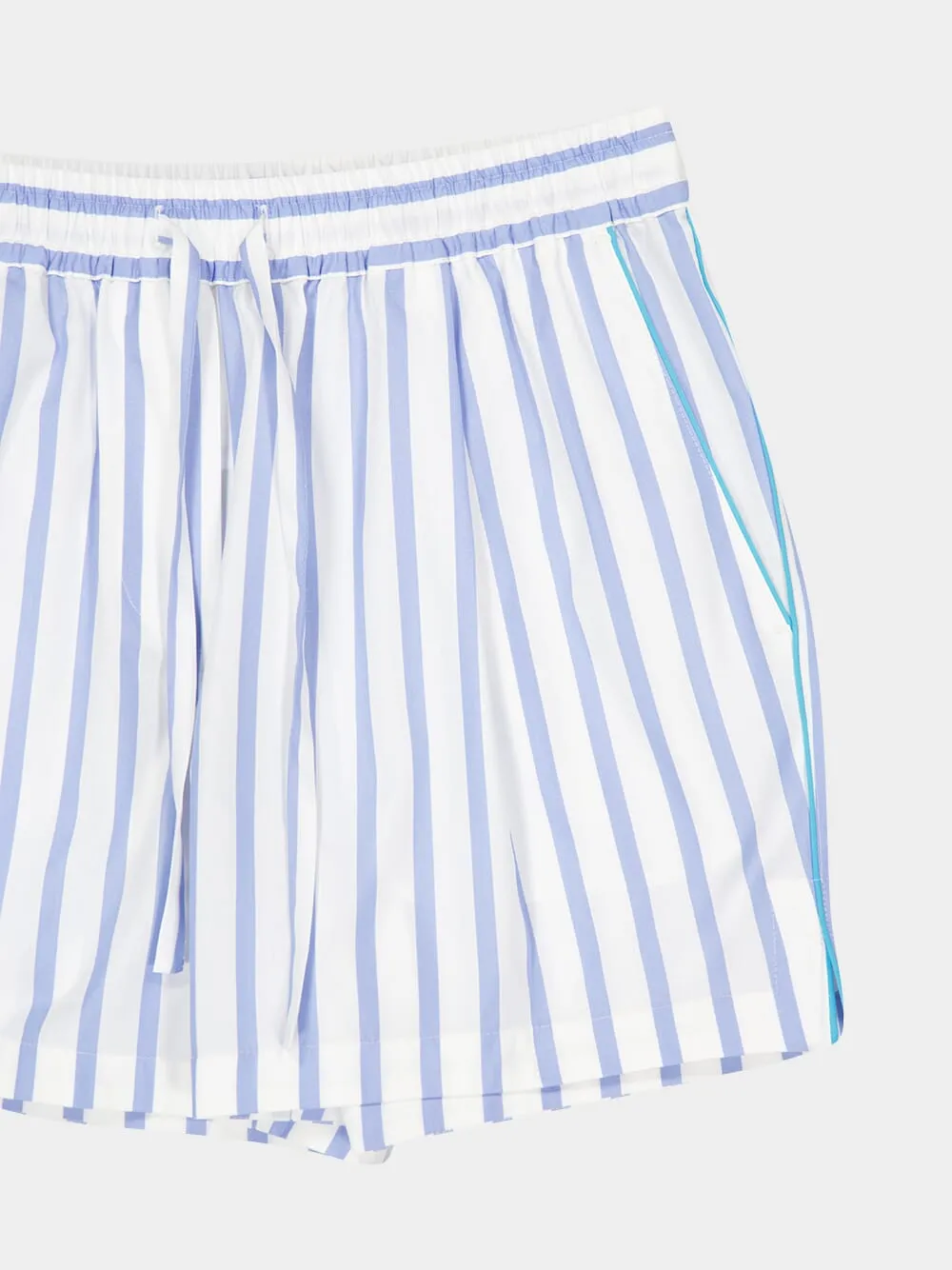 Blue Striped Cotton Shorts sold by Fashion Clinic product image thumbnail 3